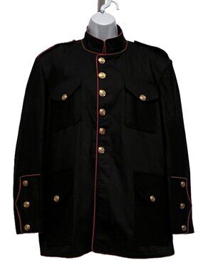 Theatrical Costume Military Marine-like Jacket Black/Red Piping/Gold Buttons